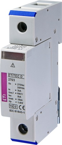 Ограничитель перенапряжения ETITEC D 275/3 (1+0) 1p | код 002441610 | ETI