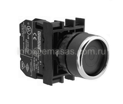 Кнопка с фиксацией черная B100FH (1НО) | код B100FH| EMAS