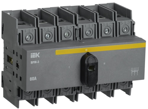 Выключатель-разъединитель модульный ВРМ-3 3P 80А | код MVR30-3-080 | IEK