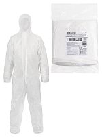 Комбинезон защитный одноразовый Каспер Р40, на молнии, 40 г/м2, белый, разм. 56-58/170-176, TDM | код SQ1016-0323 | TDM