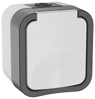 Розетка 1-м ОП TORS 16А IP55 TS220 с заземл. с крышкой бел. | код TS-R16-16-55-K41 | IEK