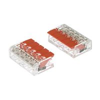 Клемма зажимная соединительная безвинтовая RUICHI PCT-415 на 5 проводов, 0,5-2,5 мм?, маркировка оранжевая, аналог WAGO | код 108474 | Ruichi