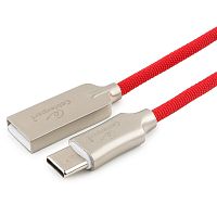 Кабель USB 2.0 Cablexpert CC-P-USBC02R-1.8M, AM/Type-C, серия Platinum, длина 1.8м, красный, нейлоновая оплетка, блистер | код CC-P-USBC02R-1.8M | Cablexpert