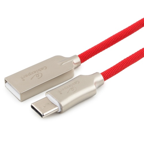 Кабель USB 2.0 Cablexpert CC-P-USBC02R-1.8M, AM/Type-C, серия Platinum, длина 1.8м, красный, нейлоновая оплетка, блистер | код CC-P-USBC02R-1.8M | Cablexpert