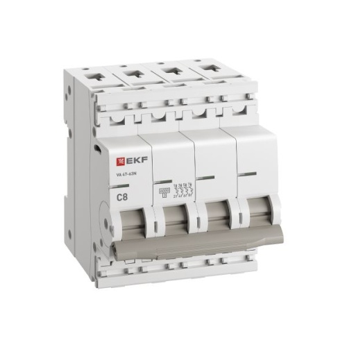 Автоматический выключатель 4P 8А (C) 6кА ВА 47-63N EKF PROxima | код M636408C | EKF фото 4