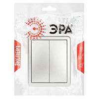 Выключатель Эксперт 11-1204-03 двойной 10АХ-250В IP20 ОУ алюминий | код Б0063035 | ЭРА