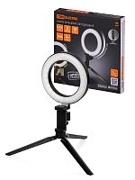 Лампа кольцевая светодиодная 16 см, 6 Вт, 2700-6400 К, штатив наст., диммер, USB, TDM | код SQ0373-0301 | TDM