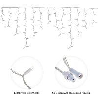 Гирлянда Айсикл Бахрома светодиодный, 2,4х0,6 м, эффект мерцания, белый провод, 230 В, диоды синие, 88 LED | код 255-035 | Neon-Night