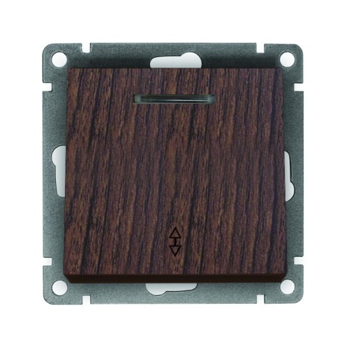Выключатель проходной одноклавишный с подсветкой UNIVersal серия Афина , с/у, 10А, 220В, венге (еврослот), механизм | код A0125-V | Universal Выключатель проходной одноклавишный с подсветкой UNIVersal серия Афина , с/у, 10А, 220В, венге (еврослот), механизм | код A0125-V | Universal