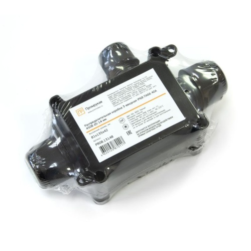 Коробка распределительная 3-вводная IP68 ПА66 40А 450В d5-14 мм 135х81х42 черная | код PR08.13148 | Промрукав фото 3 Коробка распределительная 3-вводная IP68 ПА66 40А 450В d5-14 мм 135х81х42 черная | код PR08.13148 | Промрукав фото 3