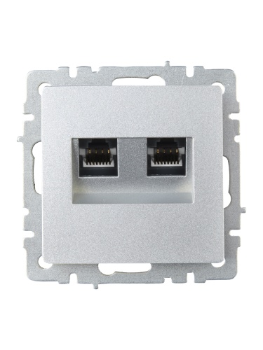 BRITE Роз. комп. 2-ая RJ45 кат.6 РК11-2-БрА алюм. IEK | код BR-K20-2-K47 | IEK фото 5