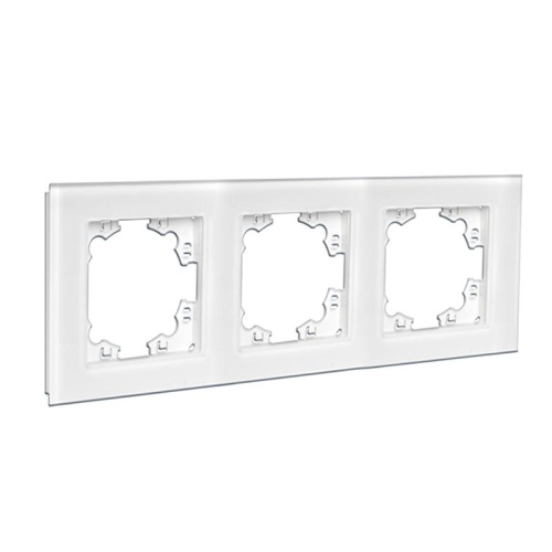 Афина рамка стеклянная трехместная универсальная белая (еврослот) | код 2244 | Universal