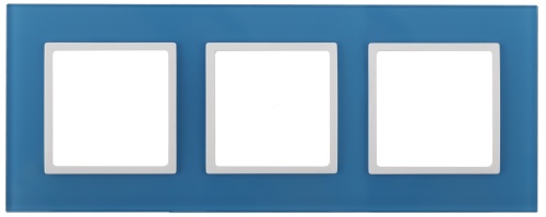 Рамка на 3 поста, стекло, Эра Elegance, голубой+бел, 14-5103-28 | код Б0034518 | ЭРА