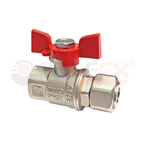 Кран шаровой латунный PREMIUM для ВОДЫ 3/4дюйм ВР/ВР.бабочкас накид.г. НИК-Й11Б27фт1М | код VF.241.NB1.034.PREMIUM | VALFEX