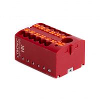 Блок распределительный, зажим push-in, 1 ввод 6 кв.мм, 12 точек подключения 2,5 кв.мм, красный | код DTP1-112-104SPUR | DKC