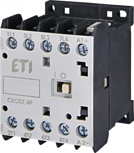 Контактор миниатюрный CEC 07.4Р 24V DC (7A, 3kW, AC3) 4р (4 н.о.) | код 004641210 | ETI Контактор миниатюрный CEC 07.4Р 24V DC (7A, 3kW, AC3) 4р (4 н.о.) | код 004641210 | ETI