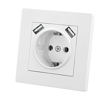 Розетка 2П+З 16А 250В + 2 USB порта 2,1А 5В белая Сенеж TDM | код SQ1816-0053 | TDM