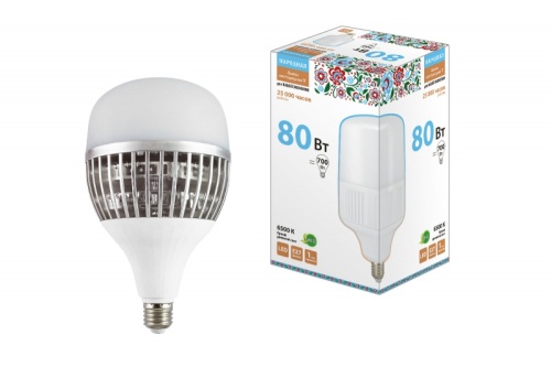 Лампа светодиодная T-80 Вт-230 В-6500 К–E27 (130x223 мм) НАРОДНАЯ | код SQ0340-1651 | TDM НАРОДНЫЙ