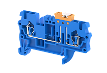 Клемма проходная пружинная 2,5 мм2 с размыкателем, на 2 подключения, синяя SQK2.5-BLUE | код 2102120001 | Elmex