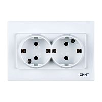 2-местная розетка с заземляющим контактом 16А 250В в двойной рамке (CHINT) | код 715402 | CHINT