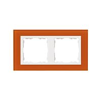 Рамка на 2 поста, S82N, оранжевый - белый (стекло) | код 82627-65 | Simon