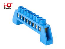 Шина N нулевая в изоляторе ШНИ-8х12-8-КС-синий HLT | код 081-04-017 | HLT