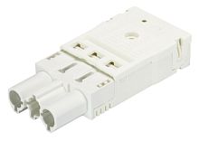 Вилочный разъем на кабель диам. 7,8 - 10,3 мм, 3 полюса, пружинная фиксация, номинальное напряжение: 250V, номинальный ток: 20A, цвет корпуса: белый, цвет контактной вставки: белый, серия gesis GST18i3 | код 92.934.0053.0 | Wieland