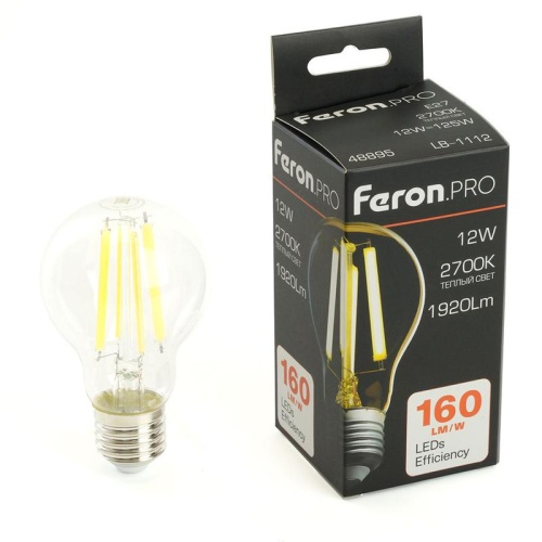 Лампа светодиодная LED 12вт Е27 теплый FILAMENT Feron.PRO | код 48895 | Feron Лампа светодиодная LED 12вт Е27 теплый FILAMENT Feron.PRO | код 48895 | Feron