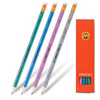 Карандаш чернографитный KOH-I-NOOR, 1 шт., Astra , НВ, с резинкой, корпус ассорти, заточенный, 1380, 1380002017KSRU | код 180139 | KOH-I-NOOR