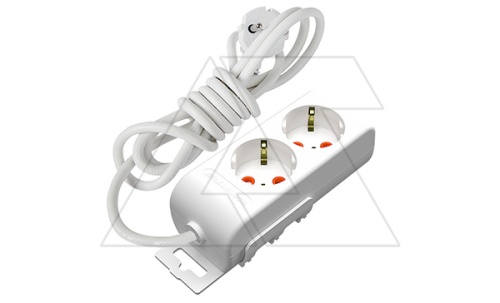 Ri-tech - Удлинитель 2x2P+E, нем. ст., со шторками, кабель 3x1,5мм?, 2м, белый | код 001-175-214002-02-00 | Mutlusan