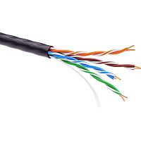 Кабель витая пара кат. 5E неэкранированный U/UTP, 4 пары, светостабилизированный ПЭ, цвет внешней оболочки черный, коробка 305 м | код RN5EUUKPEBK | DKC