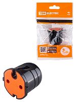 Кабельная розетка б/з черная с красной вставкой 10А 250B чернаяTDM | код SQ1806-0214 | TDM