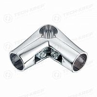 Соединитель 3-х труб угловой хром (1 шт) - пакет Tech-Krep | код 127452 | Tech-KREP