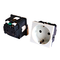 Розетка электрическая Mosaic одинарная с заземлением и шторками, безвинтовое подключение, белая | код TWT-EL45x45/1G-WH | TWT