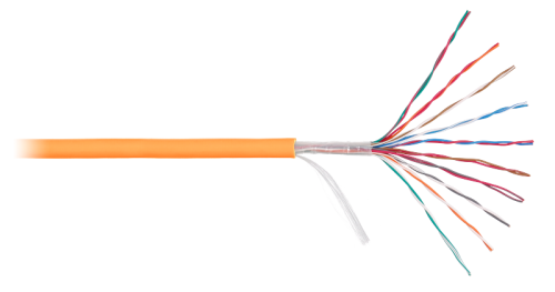 Кабель NIKOLAN U/UTP 10 пар, Кат.3 (Класс C), 16МГц, одножильный, BC (чистая медь), 26AWG (0,405мм), внутренний/внешний, LSZH -40C нг(А)-HFLTx, оранжевый, 305м - гарантия: 1 год | код NKL 8120C-OR | NIKOLAN