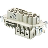 Розеточная контактная вставка REVOS POWER, Size 16/16XL, винтовая фиксация, 6-/6- полюсов + РЕ, 230/400/690 V, 40/16 A, материал контактов: медный сплав, тип покрытия контактов: серебро | код 72.205.1253.0 | Wieland