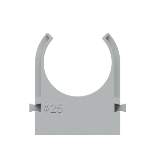 Держатель для труб (клипса) KM-KKPM-25 d25мм для прямого монтажа сер. (уп. 100шт) КМ LO67232 фото 2