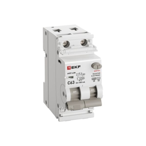 Автоматический выключатель дифференциального тока АВДТ-63N 1P+N 63А (C) 300мА (AC-S, селективный) эл 6кА PROXIMA EKF | код D63N26ES63C300 | EKF фото 4