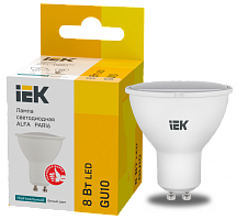 Лампа LED ALFA PAR16 софит 8Вт 230В 4000К GU10 (6шт)IEK | код LLA-PAR16-8-230-4-GU10-6 | IEK