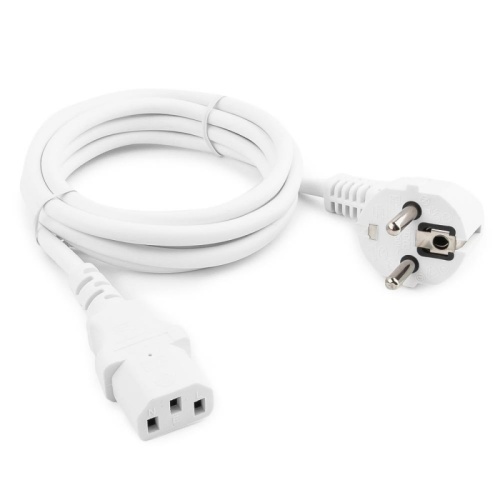 Шнур питания C13-Schuko угловая, 3х0.75, 220В, 10А, белый, 0.5 метра | код LAN-PP13/SHA-0.5-WH | LANMASTER