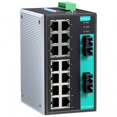 Коммутатор EDS-316-MM-SC Ethernet Switch 14 10/100BaseT(X) ports, 2 multi mode SC 100Base | код 00-01165418 | MOXA