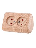 Розетка угловая двойная 2П открытой установки с з/ш IP20 250В 10А сосна Ладога TDM | код SQ1801-0442 | TDM