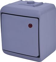 Выключатель 1-клавишный с подсветкой (серый) (IP54) VHE-1L-SR | код 004668066 | ETI