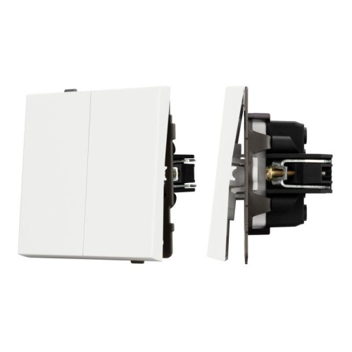 Механизм выключателя двухклавишный проходной SWT-TENDO-MKP2-SFPL-WH 230В 10А Arlight 054556