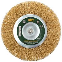 Кордщетка-колесо, со штифтом, стальная латунированная волнистая проволока 100 мм | код 38510 | FIT