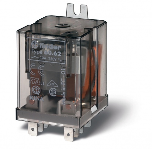 Универсальное электромеханическое реле, монтаж в наконечники Faston 187 (4.8х0.8мм), 2CO 10A, контакты AgNi, катушка 12В DC, степень защиты RTI, боковой монтажный фланец, опции: нет | код 606290120000 | FINDER Универсальное электромеханическое реле, монтаж в наконечники Faston 187 (4.8х0.8мм), 2CO 10A, контакты AgNi, катушка 12В DC, степень защиты RTI, боковой монтажный фланец, опции: нет | код 606290120000 | FINDER