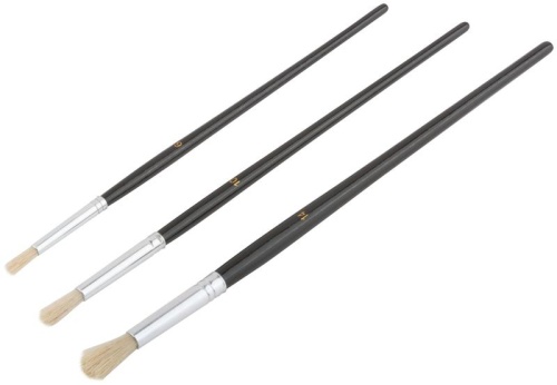 Кисть художественная натуральная щетина деревянная ручка круглая набор 3шт FIT 01522