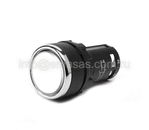 Кнопка нажимная моноблочная белая 22 мм, IP 40, 1НО+1НЗ | код MB102DB | EMAS