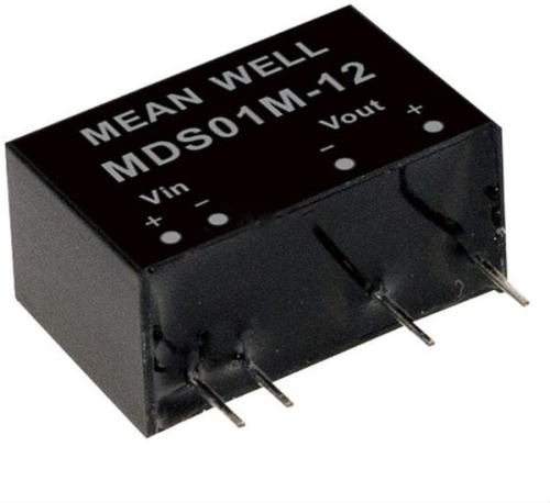 Источник питания DC-DC, 1 Вт, вход 21.6…26.4В, выход 12В/84мА, изоляция 6000В DC, SIP7 19.5х9.8х12.5мм, -40...+85С | код MDS01N-12 | MeanWell