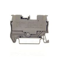 Клемма проходная , зажим push-in, 2 точки подключения, 2.5 кв.мм, серая | код VPR-2.5-GY | DKC